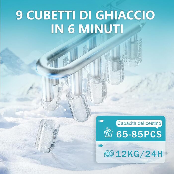 Машина для приготування льоду EUHOMY, 12 кг/24 год, нержавіюча сталь, самоочищення, 45 дБ