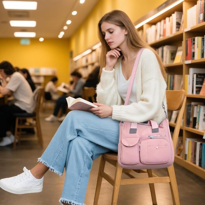 Сумка жіноча DIRRONA велика шопер – містка сумка через плече для міста, роботи, університету та подорожей, рожевий