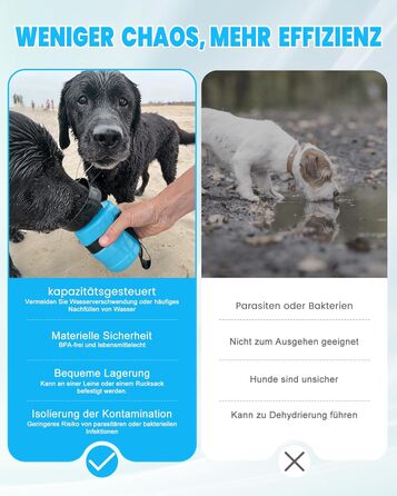 Складана пляшка для води для собак Lesotc, 520 мл, блакитна - для прогулянок, подорожей, кемпінгу