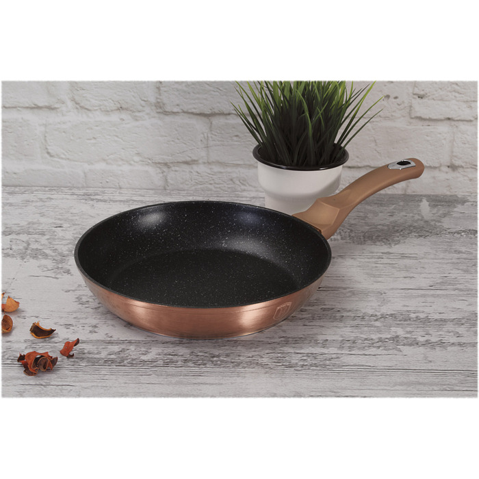 Сковорода традиційна Berlinger Haus Metallic Line Rose Gold, 26 см, мармурове покриття