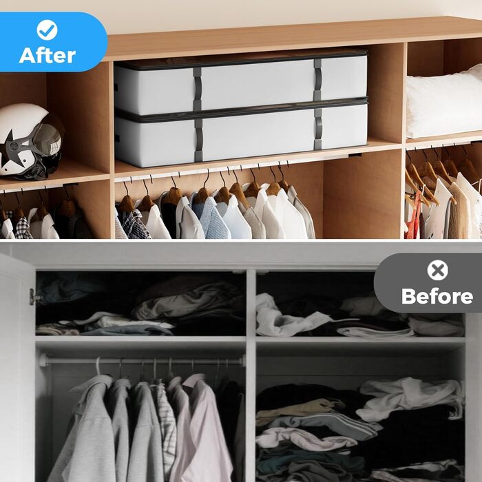 Органайзери для зберігання Oak & Tea 90L 4 шт. для взуття, одягу, під ліжко. Водонепроникні, з прозорою панеллю, 100x50x18 см