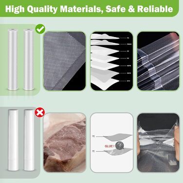 Omtofo Vacuum Bags, 9 Rolls of Vacuum Film, Vacuum Bags for Food, 28/20/15 x 300cm, BPA-Free, Tear-Resistant, 150µm, Vacuum Film Rolls for All Vacuum Sealers, Microwave and Sous Vide