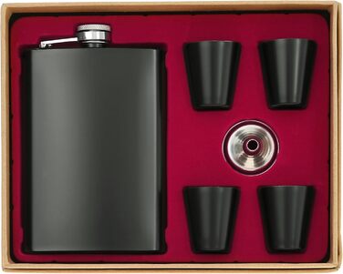 Набір фляга з келихом та воронкою для чоловіків • Військовий дизайн • Матова чорна/зелена сталь • 9 oz / 265 ml • Аксесуари для піших прогулянок