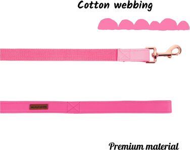 Елегантний поводок та нашийник для собак з натуральної шкіри - міцний нашийник для собак на осінь, регульований для маленьких собак, рожево-рожевий (1 шт.)