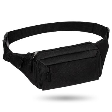 Гірчатка на пояс для жінок та чоловіків, водонепроникна сумка на стегно з багатьма кишенями для спорту, подорожей, бігу, походів, велоспорту, чорна