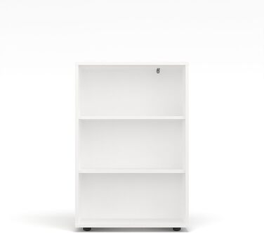 Книжкова шафа KOMTO Regal 80 см, біла, 3 полиці, регульовані, стелаж для зберігання, 80x90x24 см