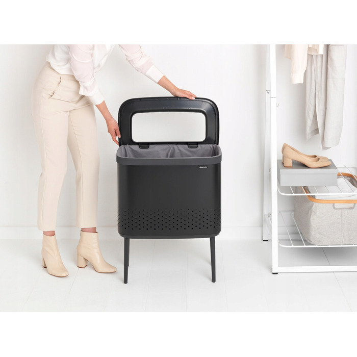 Кошик для білизни BRABANTIA Bo 60 л — сталевий, чорний матовий