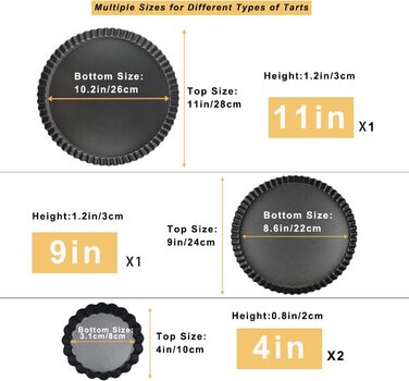 Форми для кексів/тартів Yamteck Tarteform 6 шт. 10 см, золотисті з підйомною кришкою, антипригарне покриття, з вуглецевої сталі