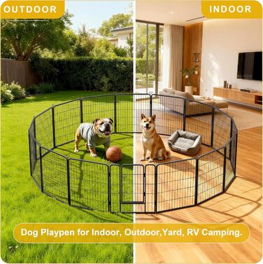 Клітка для собак на вулицю, загін для тварин, вольєр для цуценят, 61x6 панелей, чорний