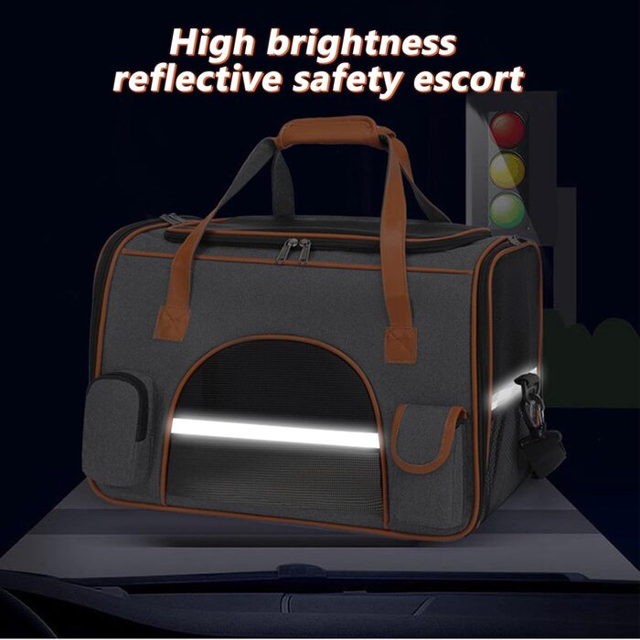 Транспортна сумка для кота/собаки до 8 кг, складана переноска для середніх та маленьких тварин, підходить для подорожей (літак, авто, поїзд), з ременем, переноска-сумка