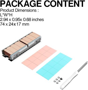 Радіатор охолодження для SSD M2 JEYI, мідні ребра з алюмінієвою рамкою, пасивне охолодження, Finscold –1,7 мм (Q80)