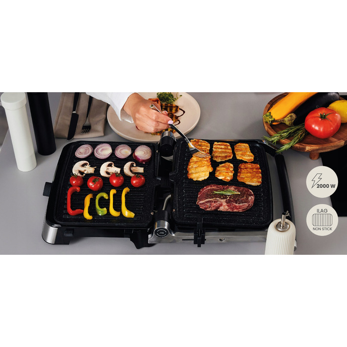 Електричний гриль Zeegma Chef Easy 2000 Вт, регулювання температури, керамічне покриття