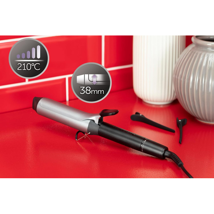 Плойка для волосся Remington Pro Big Curl CI5538: великі локони, 38 мм, захист, кераміка, турмалін, дисплей 210°C, чорна