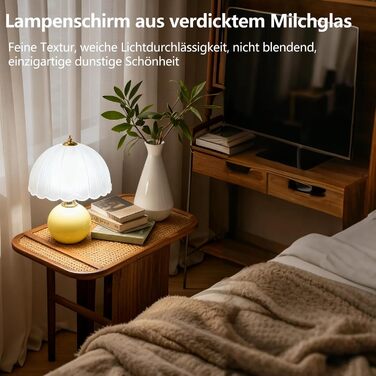 LED настільна лампа, невеликий скляний світильник з 3 режимами кольору, вінтажний приліжний світильник для вітальні та спальні