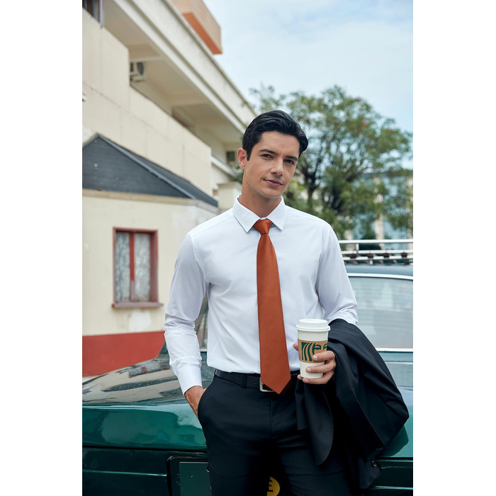 Краватка Enlision для чоловіків, однотонна краватка з кишеньковим хустинкою, формальний комплект, краватка кольору 'спалений апельсин'