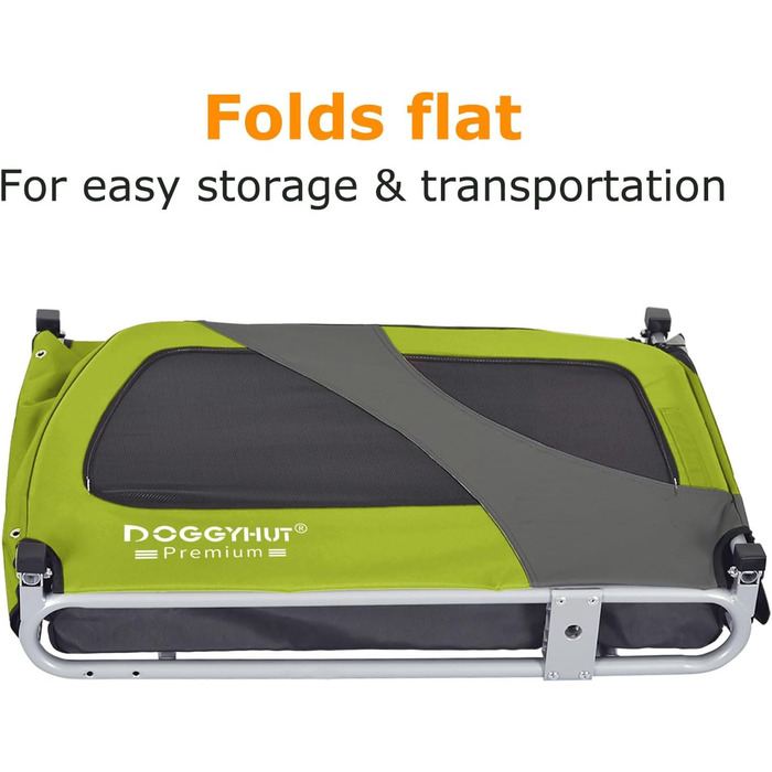 DOGGYHUT® Преміум великий велосипедний причіп для собак об'ємом 270 літрів, підходить для середніх та великих собак (Зелений)