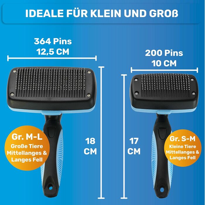 Щітка для собак та котів BluePet для довгої шерсті - видаляє підшерсток, ковтуни та вузли. Версія 2.0 з кнопкою очищення. Для щоденного використання (Блакитна) 2.0