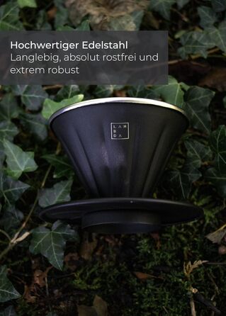 Многоразовий кавовий фільтр LAMBDA COFFEE SIERRA V01, нержавіюча сталь, чорний, для кемпінгу, з карабіном