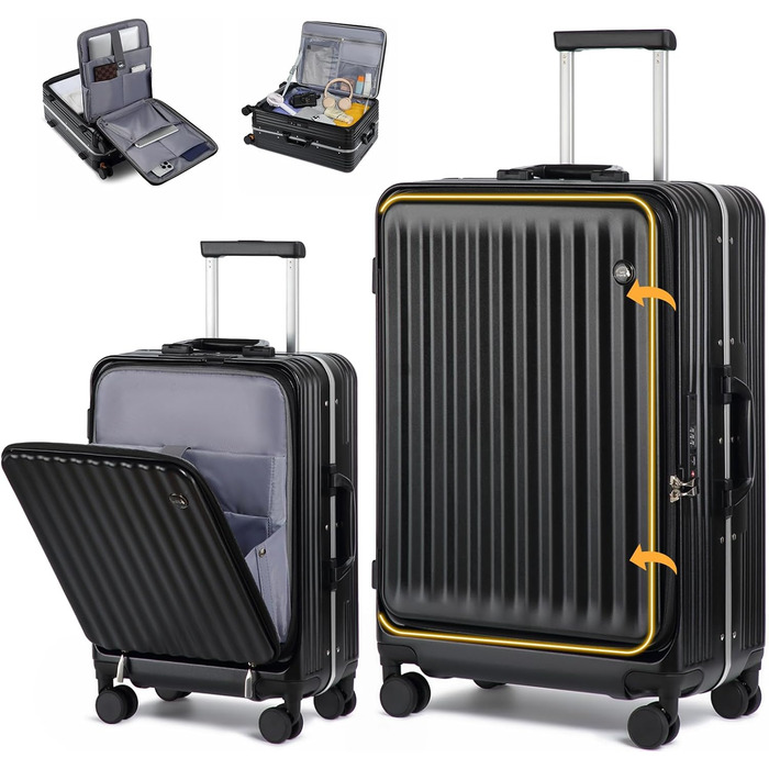 Набір валіз Sea Choice 2 шт. з жорстким корпусом: Trolley, валіза, багаж, легкий, для подорожей, PC, Rollkoffer, 4 колеса, TSA замок, тримач для напоїв, 55/78 см, зелений