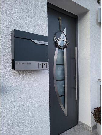 Поштовий ящик Metzler Anthrazit RAL 7016 з газетницею та табличкою з нержавіючої сталі V2A, антикорозійний, сучасний, 10 років гарантії на запчастини