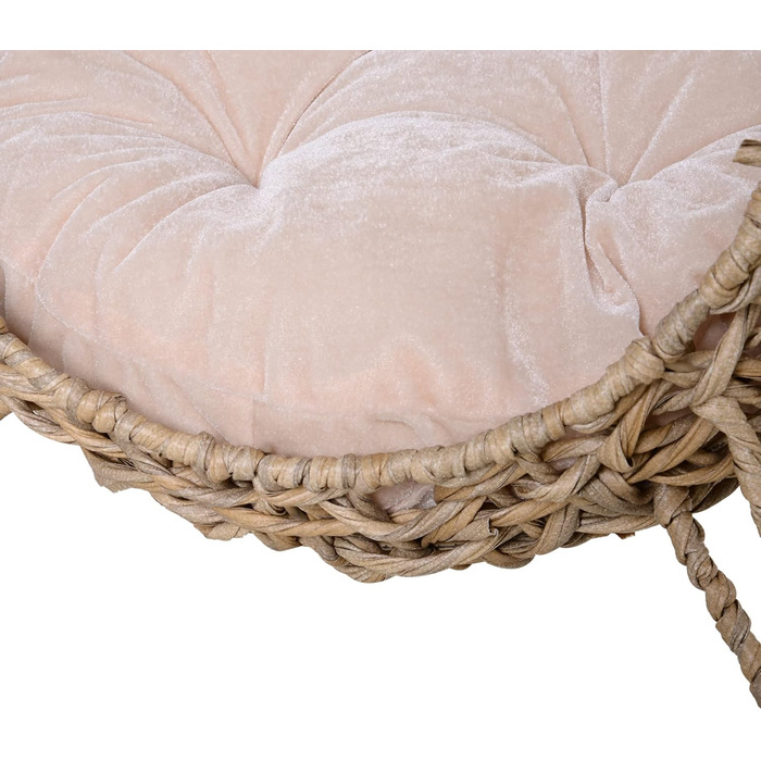 PawHut Rattan Cat House with Cushion, Cat Sleeping Place, Cat Cave with Raised Feet, Natural Ø52 x 58 cm