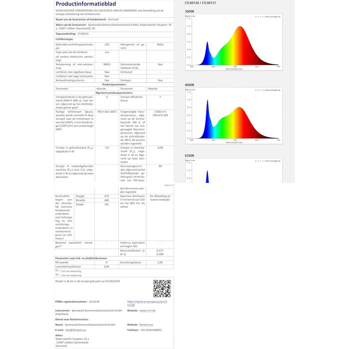 LED лампа настільна FeinTech LTL00121 з регулюванням яскравості, чорна