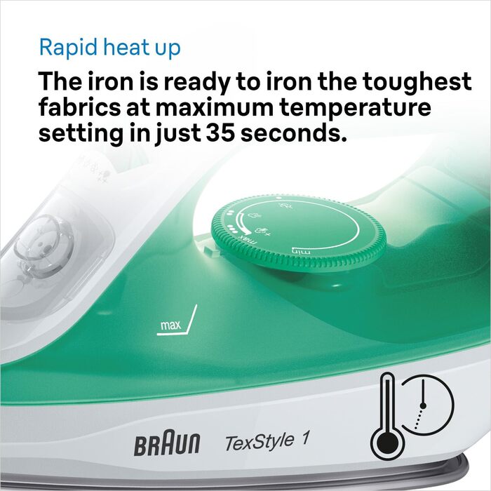 Праска Braun TexStyle 1 SI1019RD: потужна та зручна для дому, 1.9 кВт, 120 г/хв, антипригарна підошва, підходить для водопровідної води