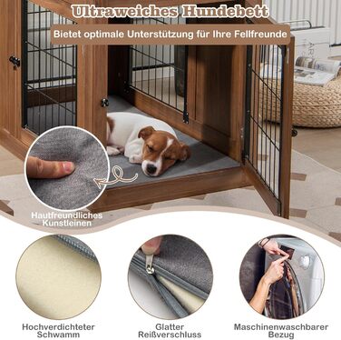 Клітка для собак та котів COSTWAY з килимком та столиком, 92x59x66,5 см, коричнева