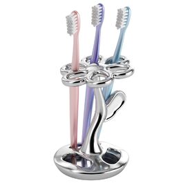 Тримач для зубних щіток та пензлів з кераміки, 6 відділень, срібний
