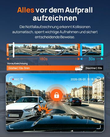 Автомобільний відеореєстратор 70mai A810 Lite 4K з Wi-Fi 6, передня та задня камери, чорний (Carbon Black)