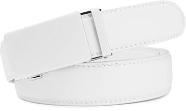 Чоловічий шкіряний ремінь на пряжці-защіпці, 35 мм, білий, 130 см (від 28' до 44' розміру талії)