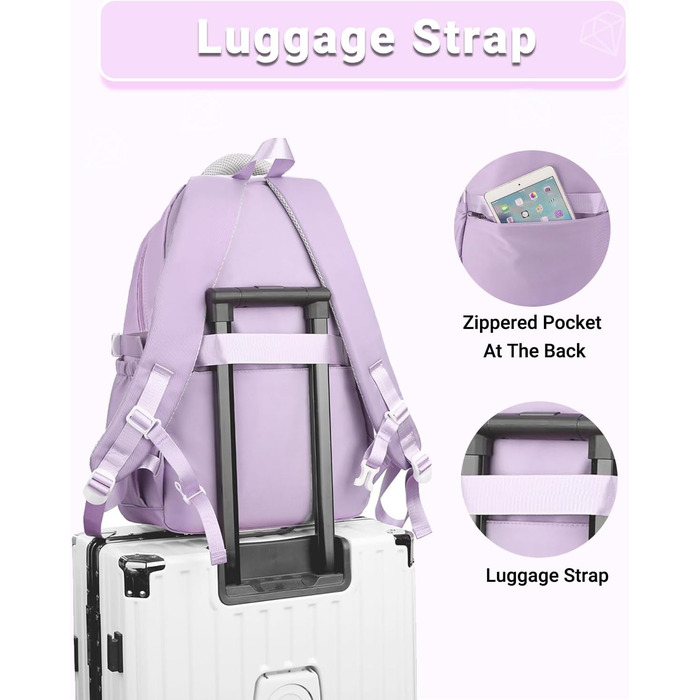 Шкільний рюкзак для дівчаток 2-10 класів, 32L, легкий дитячий рюкзак | Дихаюча спинка | М'які лямки | Брест-стрічка, ранці для школи, рюкзак для підлітків 8+ років, фіолетовий