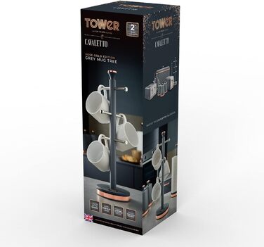 Tower T826132PNK Cavaletto Beaker Stand with Stainless Steel Stopper, Soft Base, Marshmallow Pink and Roségold (Grey and Roségold)