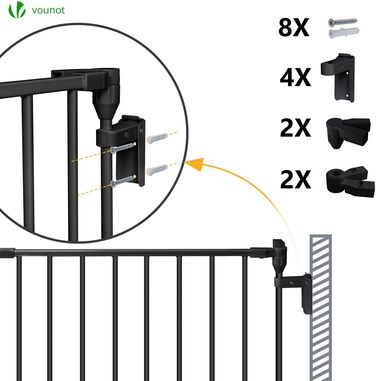 Захисне ґратка для каміну Vounot 375см з дверцятами, металева, для дітей, чорна
