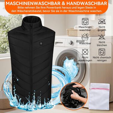 Обогрівальний жилет для чоловіків та жінок - USB жилет з 9 зонами нагріву та 3 рівнями температури, ідеальний для кемпінгу та піших прогулянок (Powerbank не входить до комплекту), чорний, 3XL