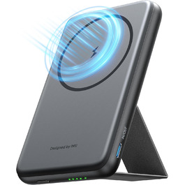 Power Bank INIU 5500mAh 20W з USB-C (вхід/вихід), магнітний акумулятор з підставкою для iPhone 16/15/14/13/12 Pro Max Mini, чорний