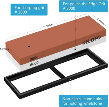 Набір для заточування ножів KELOFO 2-в-1: професійний шліф-камінь 3000/8000