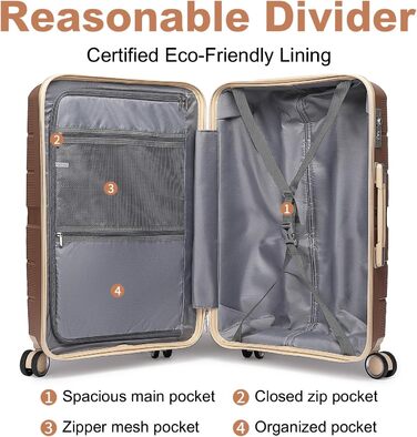 Чемодан British Traveller Mittelgroß: міцний валіза на 8 колесах з TSA-замком (66 x 43.3 x 28.5 см)