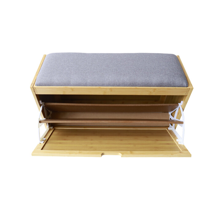 Relaxdays Bamboo Shoe Rack with Padded Shelves, 80 cm Wide