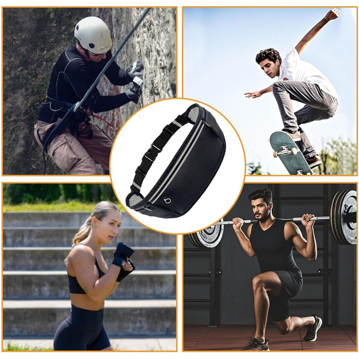 Пояс-сумка для бігу та спорту: водонепроникний пояс з 3 кишенями для телефону (до 18.3 см)