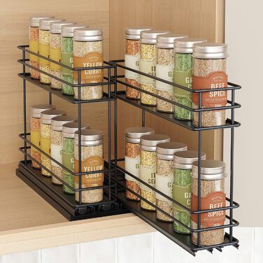 Організатор для спецій Orimade - висувна полиця для спецій, 3 шт (2 шт 5см, чорний)