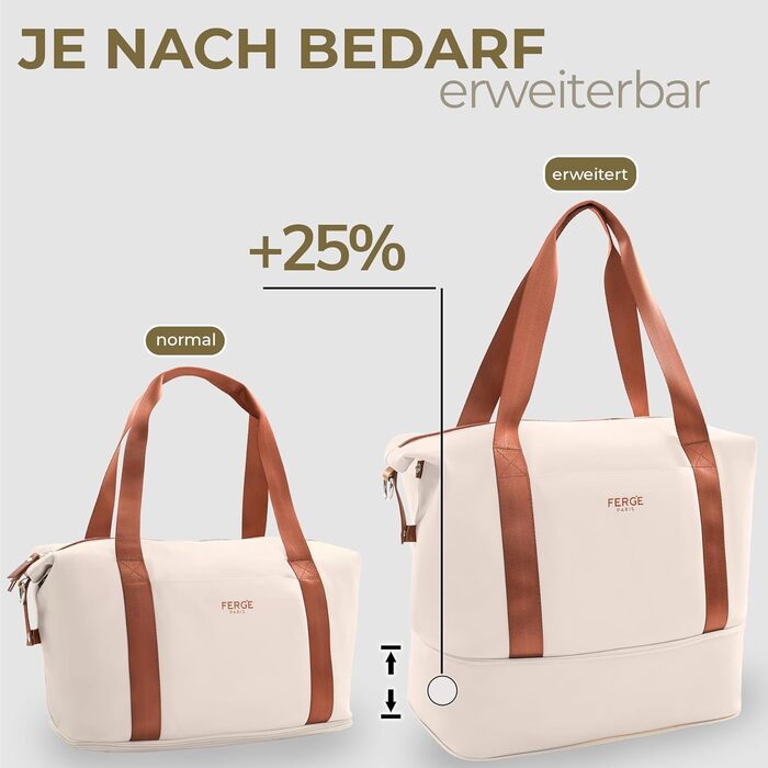 Набір валіз FERGÉ Milano 5-в-1: 3 розміри + сумочка для косметики + сумка для подорожей. Легкі валізи на 4 колесах, бежево-коричневий колір