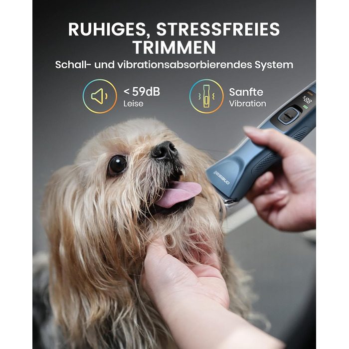 Професійна машинка для стрижки собак Oneisall, 2 швидкості, для собак та котів, тиха, для густого, довгого та кучерявого хутра, з акумулятором, леза з вуглецевої сталі, блакитна