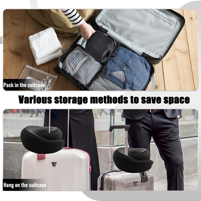 Подушка для шиї у літак, ергономічна, з маскою для сну, Memory Foam, для подорожей (літак, авто)