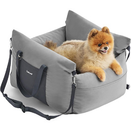 Lesure Dog Seat Car Small Dogs - Waterproof and Washable Dog Car Seat with Storage Pockets, Detachable Safety Leash, and Thickened Memory Foam Padding, 58x56x33cm, gray