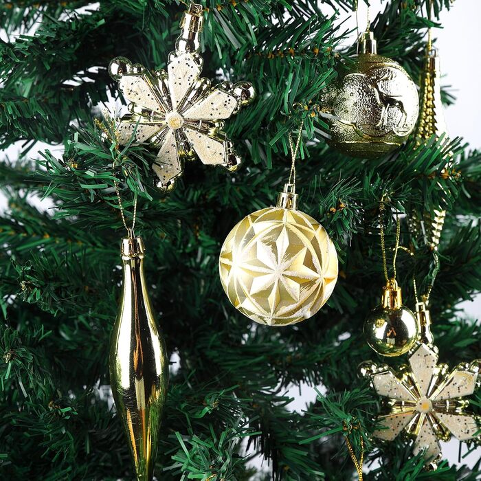40 шт. прикрас на ялинку: міцні кулі, золоті орнаменти для різдвяного декору
