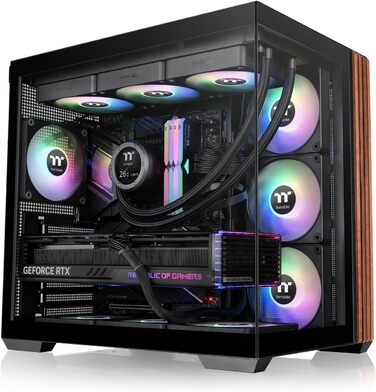 Корпус Thermaltake View 380 Wood Black ATX Mid-Tower з RGB підсвічуванням, білий, з вентиляторами та USB-C