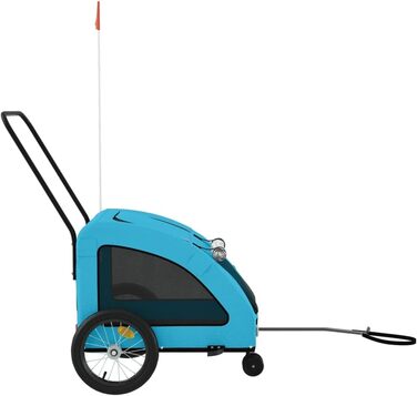 Фургон для собак VidaXL - блакитний, до 30 кг, з прапором та відбивачами, Oxford-Gewebe, 63.5 x 124.5 x 66 см