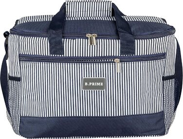 Термосумка B.PRIME 20L Classic Navy-Blue Striped - Ідеальна для пікніка, подорожей та відпочинку на природі