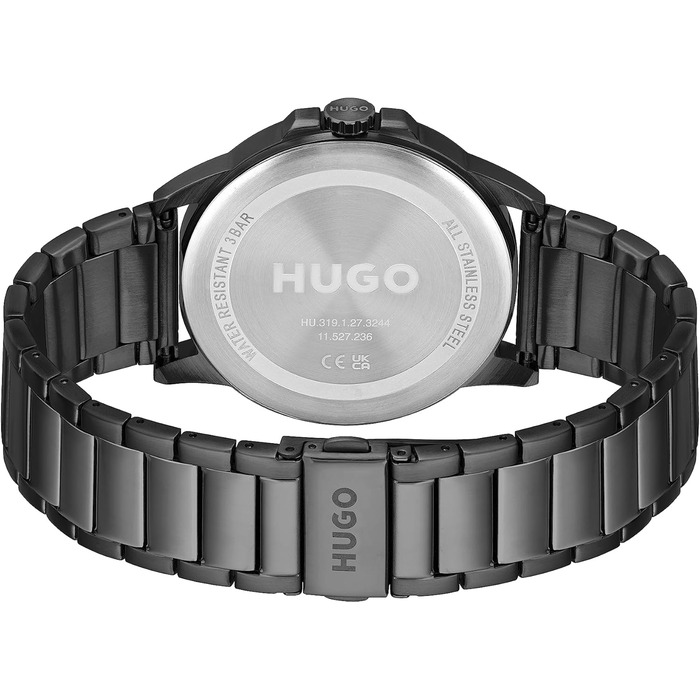 Чоловічий годинник HUGO Analog Quarzuhr #First-Kollektion з кварцовим механізмом. Доступний з металевим або шкіряним ремінцем (чорний, нержавіюча сталь)